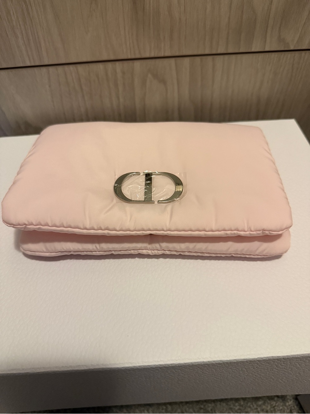 Dior Pale Pink Padded Clutch with CD Logo - Picture 2 of 6